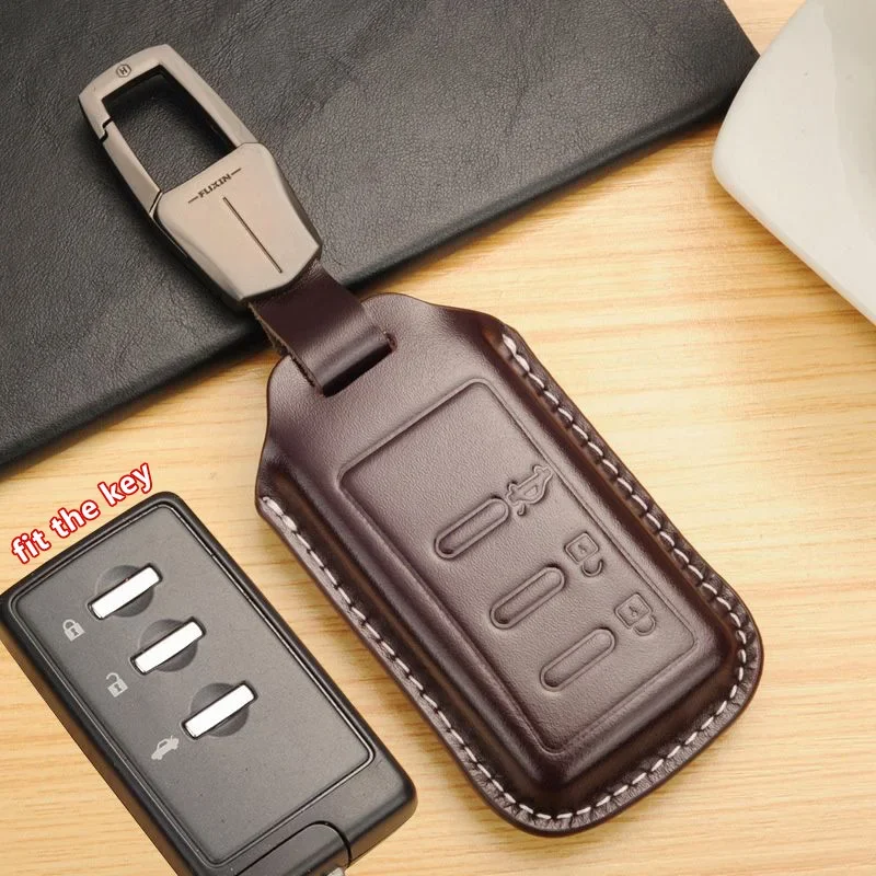 Car Key Case for Subaru WRX Mrxsti Forester XV Legacy Outback Impreza 2011 2014 Handmade Genuine Leather Remote Cover Keychain