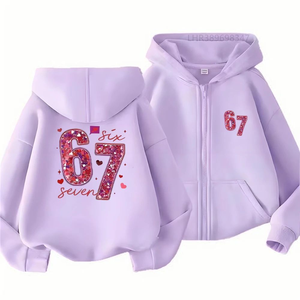 67 Printing Girls Hoodies Children Coat Zipper Style Age 3-12 Kids Black Pink Autumn Long Sleeves Boys Festival Gift Clothing