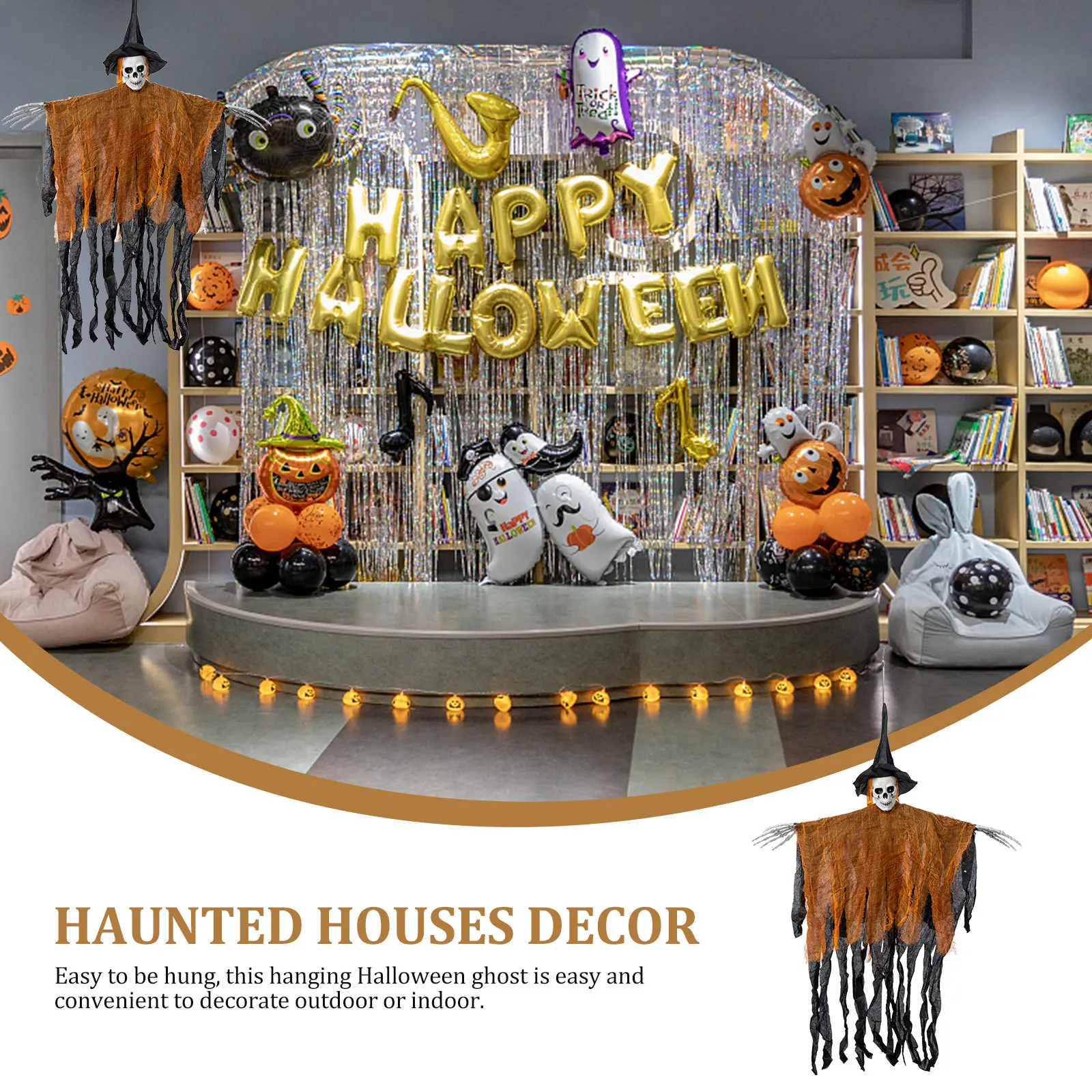 

Halloween Hanging Skull Witch Ghost Decoration Haunted Houses Party Supplies Halloween Horror Prop Ghost Hanging Decor