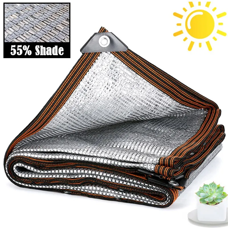 

55% Shading Aluminum Foil Sunshade Net Summer Garden Pergola Awning Silvery Anti-UV Car Shed Outdoor Reflective Sun Shelter