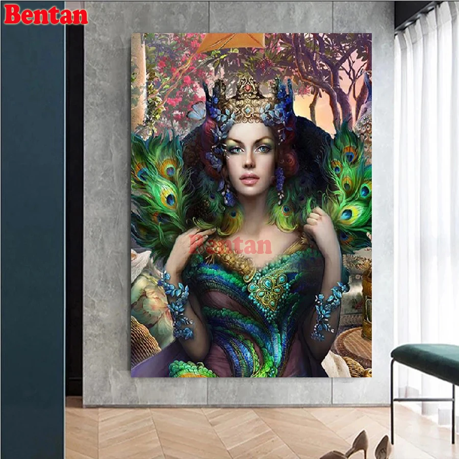 New 5D Diamond Painting Fantasy Peacock Fairy Beauty Full Square Round Diamont Embroidery DIY Cross Stitch Kit Mosaic Home Decor