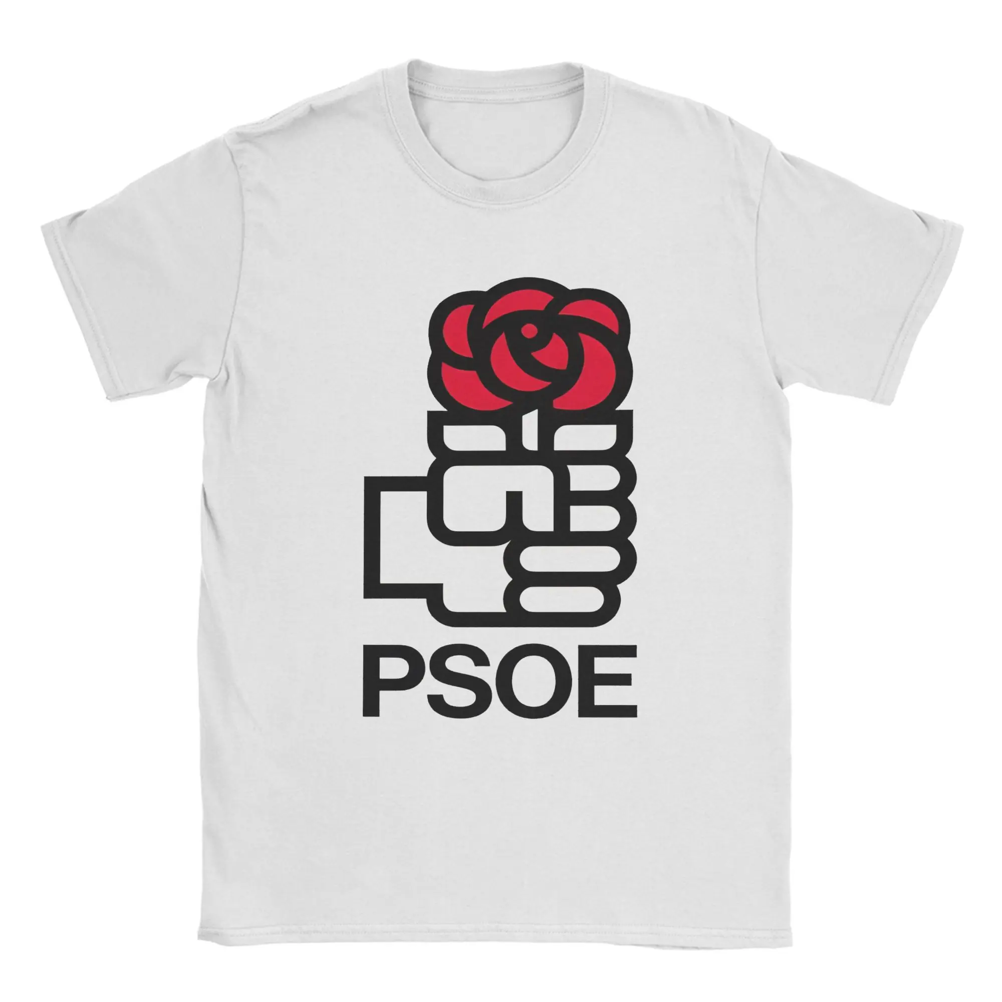 Men PSOE Logo Pedro Sanchez T Shirts  Cotton Tops Vintage Short Sleeve Crewneck Tees Plus Size T-Shirts