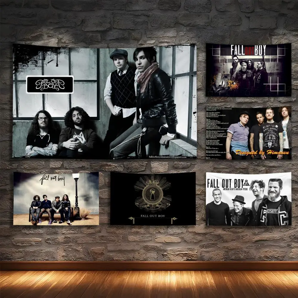 F-FALL OUT BOYS Rock Band Tapestry Custom Living Bedroom Party Dormitory Interior Wall Bohemian Decoration Attached Clip