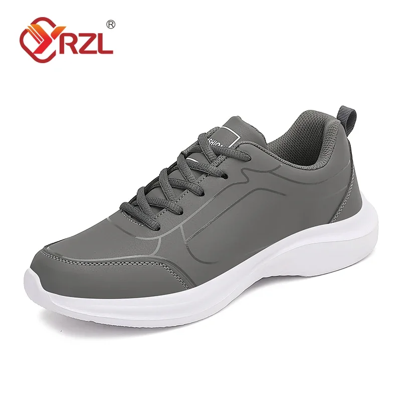 

YRZL Men's Running Shoes Artificial Leather Lightweight Non Slip Breathable Spring Leather Sneakers Casual Walking Shoes for Men