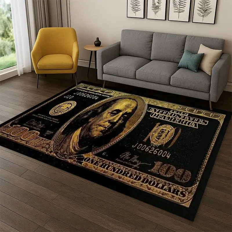 Cartoon Dollar Euro Money Rich Carpet Rug for Bedroom Living Room Sofa Playroom Doormat Home Decor,Kid Game Area Rug Non-slip