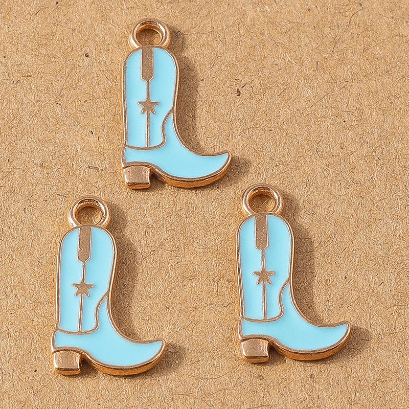 10 Stück 18*10mm Emaille Western Cowboy Stiefel Charms Anhänger für Halskette Ohrringe DIY Armband Handgemachte Schmuckherstellung Zubehör – Detail 9