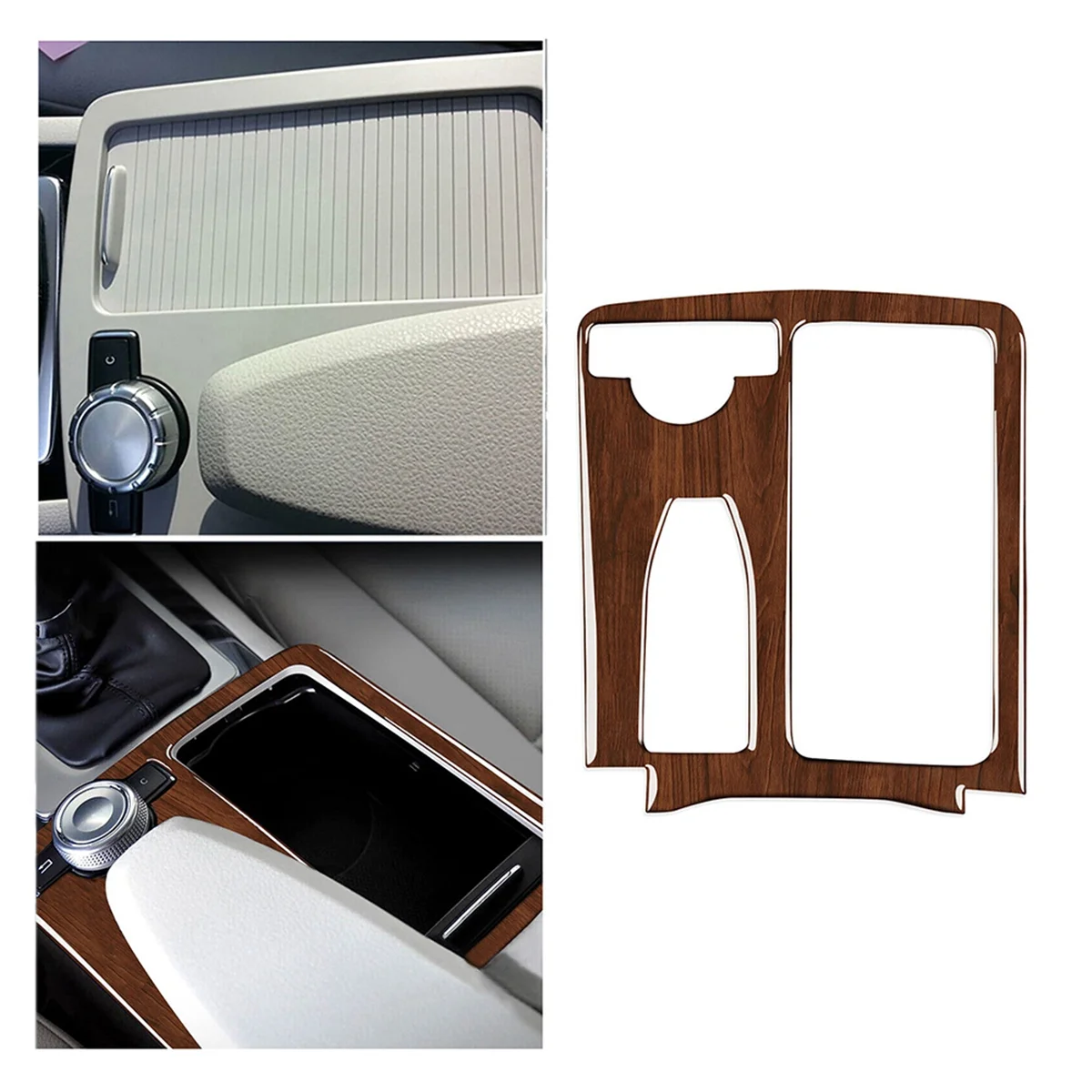 Brown Wood Grain Gear Shift Panel Trim for Mercedes Benz W204 2007-13 W212 10-12