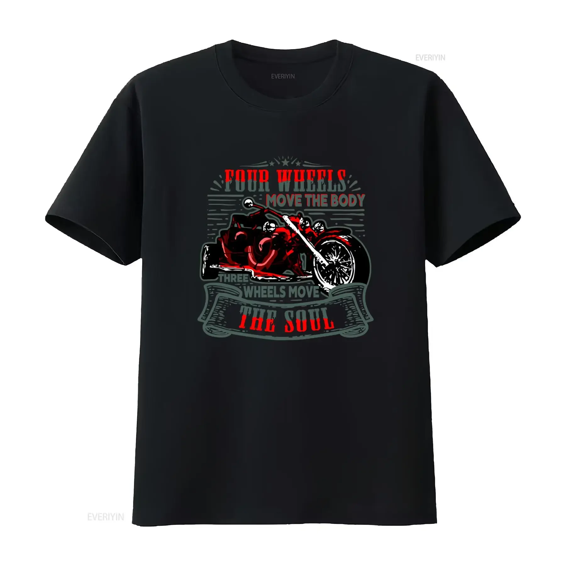 Camiseta de motocicleta Three Wheels Move The Soul Trike Rider Triker, estilo vintage, lavada, elegante, cómoda, ropa de calle suave para hombre