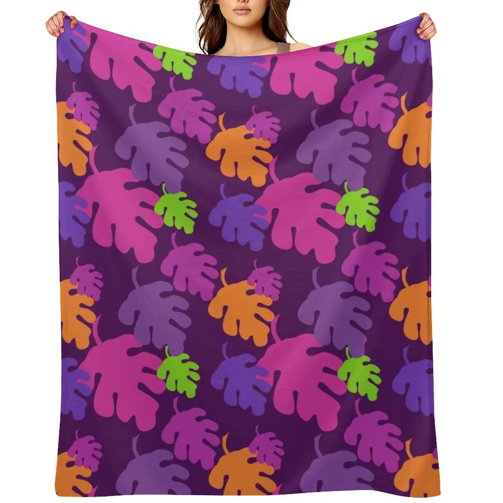 

It's Raining Leaves (Funky Colour Splash Oak Edition) Throw Blanket Beach wednesday valentine gift ideas Blankets