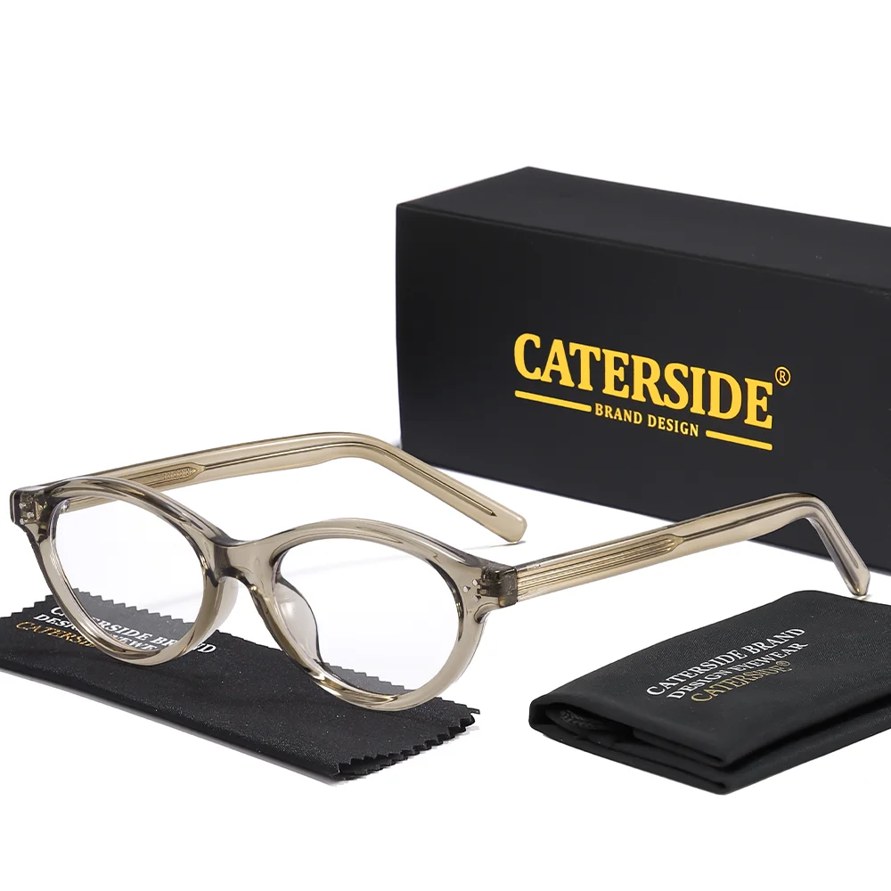 CATERSIDE Retro Damen Cat-Eye-Brille mit flachen Gläsern, TR-90, ovaler, dicker Rahmen, für Outdoor, Business, Festival, Geschenkbrille – Detail 11