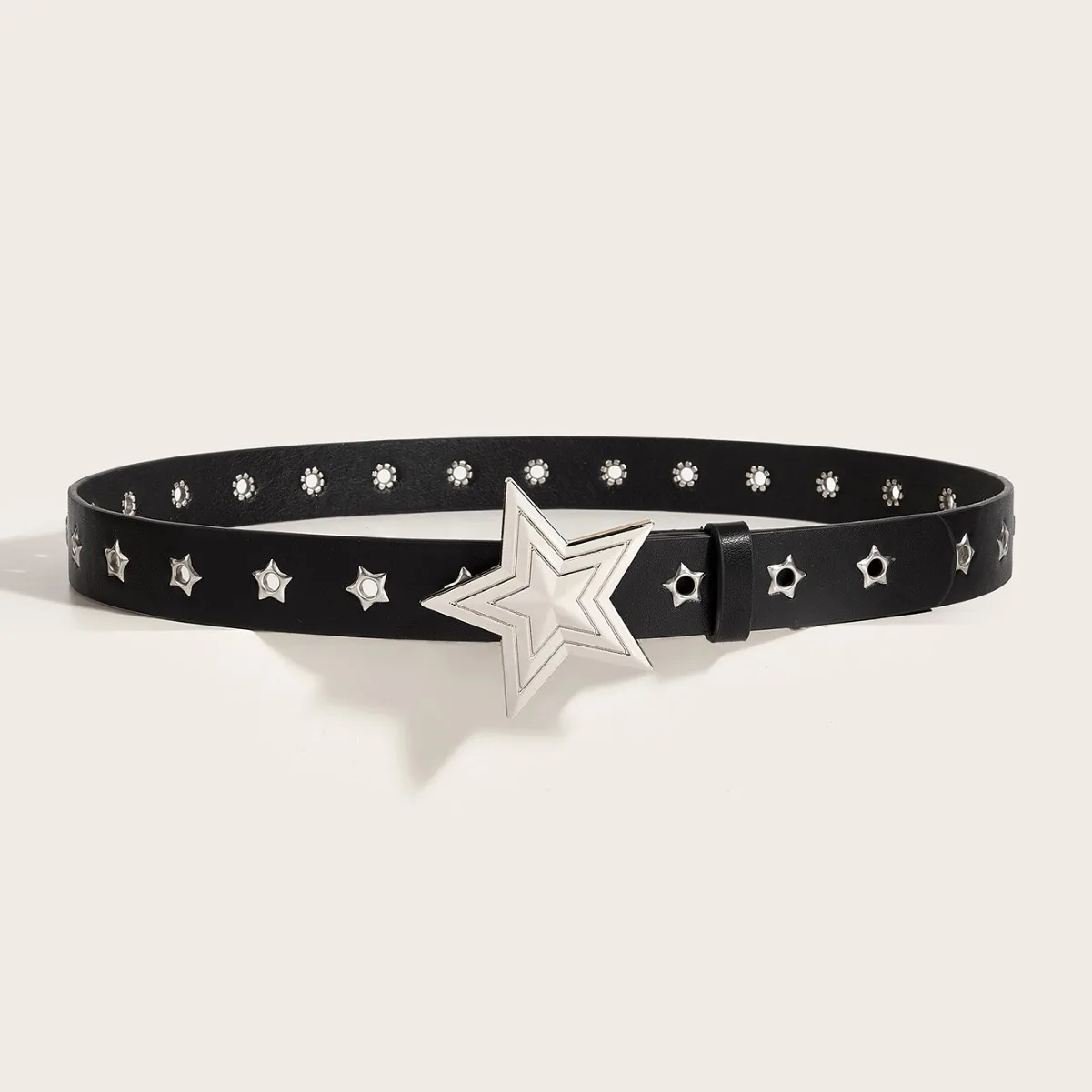 Pentagram Rivet Belts For Men Women Star Eyelet Grommet Waist Strap Punk Adjustable Waist Belt Double Pin Buckle Y2k Style Belts