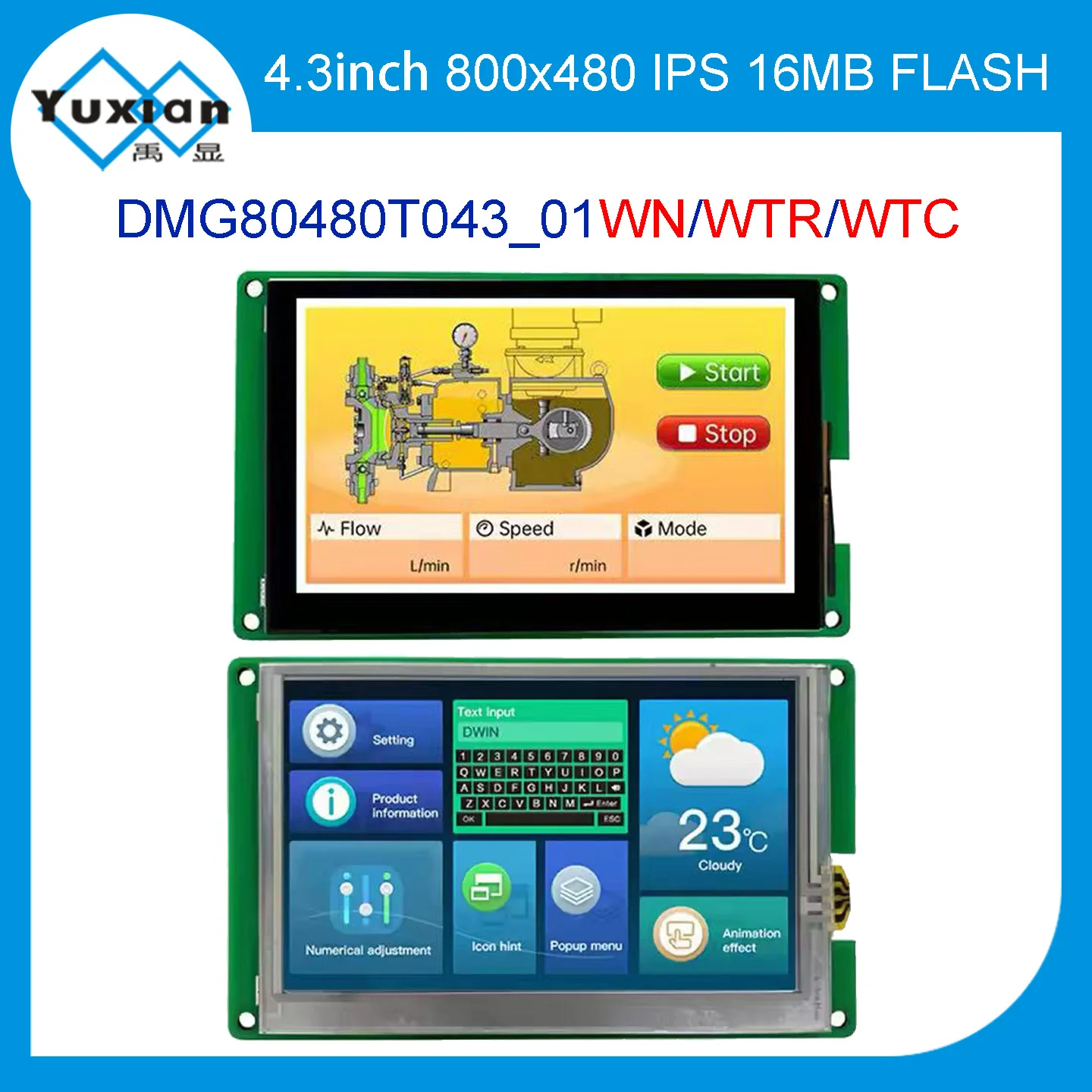 DMG80480T043_ 01WTR WN WTC  4.3inch 800*480  Smart TFT Industrial Intelligent Serial Port
