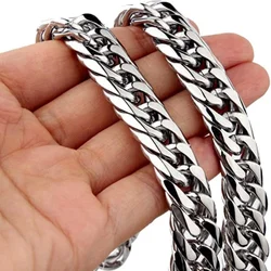 HIYEE Stainless Steel Cuban Chain Double Mill Bracelet For Men Neck Silver Gold Color 3-9MM Thick Long Hand Chains Male Gift