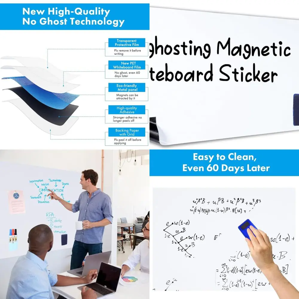 

Magnetic Dry Erase Whiteboard Contact Paper, 48x94 Inches, Peel and Stick Wall Sticker, Includes Markers, Eraser, Magnets