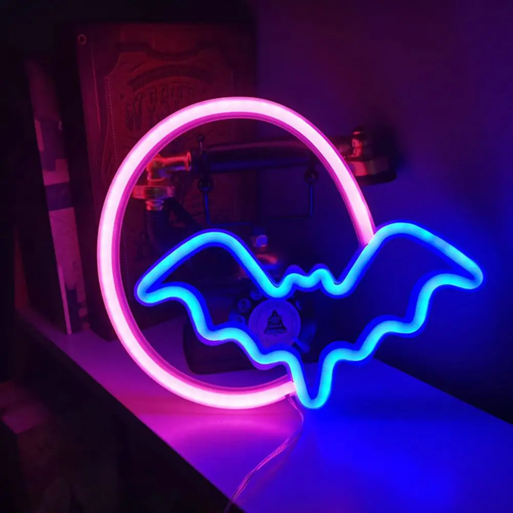 Halloween Bat Lamp Halloween Bat Neon Light Usb/battery Operated Led Sign Lamp for Wall Art Decor Non-glaring Unique Shape Led