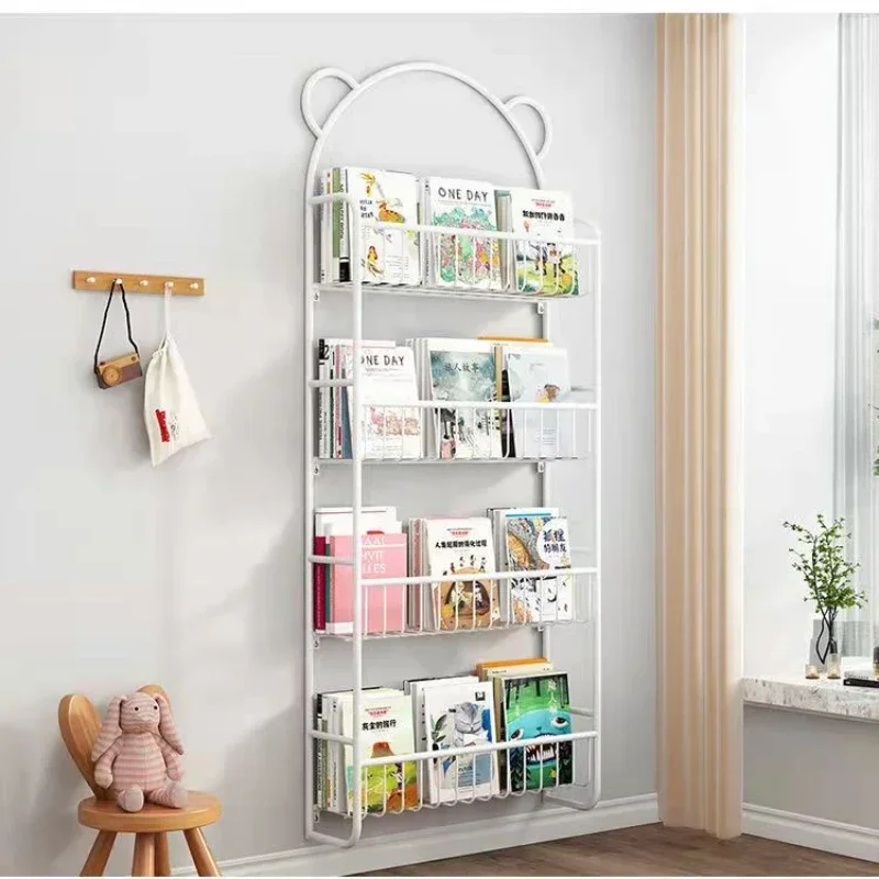 Simple Metal Bookshelf Study Kids Student Picture Book Storage Rack Wall Hanging Shelf Bookcase Kids Mensole Bedroom Furniture