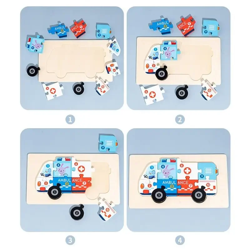 Montessori Verkehrsform Holzpuzzle Vorschule Frühpädagogisches Lernpuzzlespiel Eltern-Kind-Interaktives Geschenk für Kinder