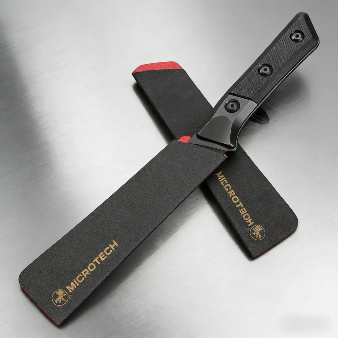 MICROTECH - Sharp Kitchen Steak Knife, made of m390 steel, with a titanium alloy and G10 composite handle, and a fruit knife