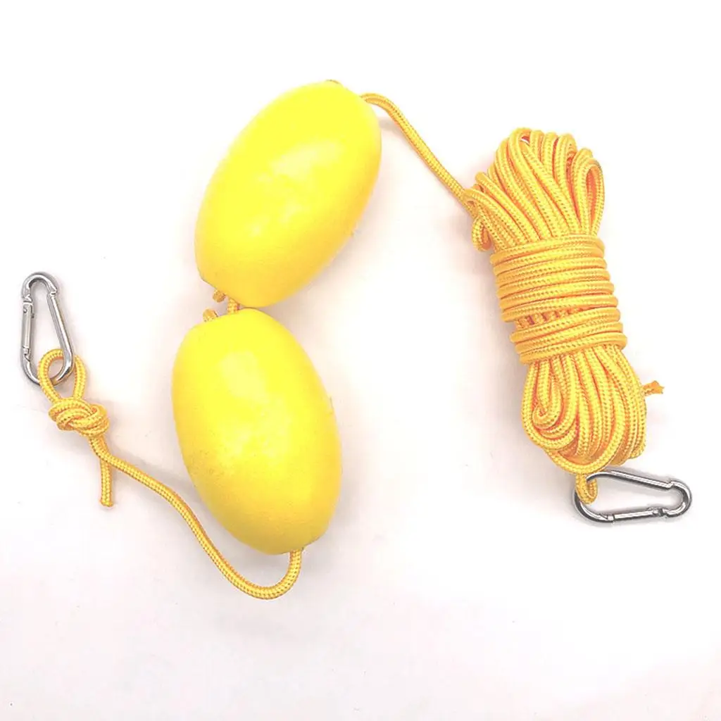 High Visible 9m Kayak Tow Rope Sailing Throw Cord Trowline Clips