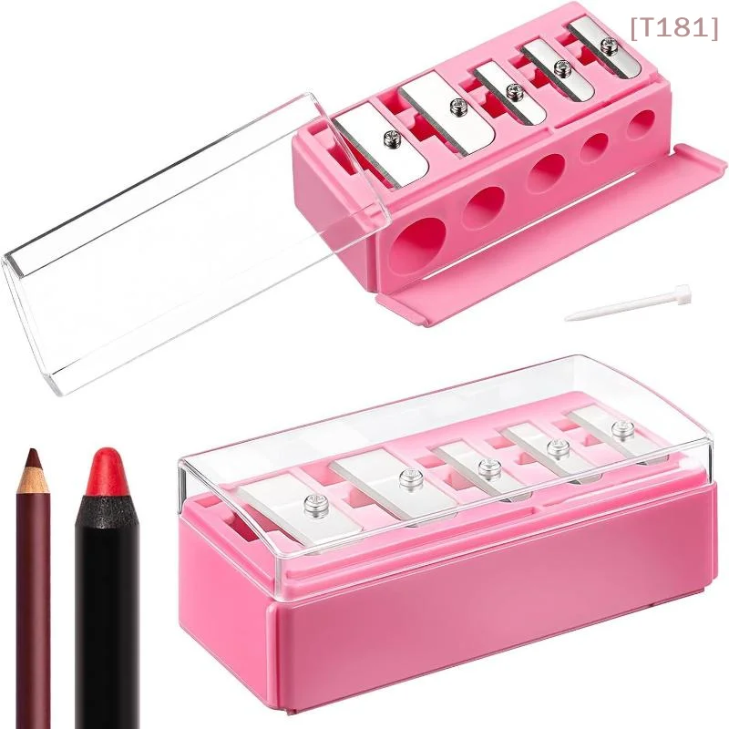 [E] 5 Holes Sharpener Multi-functional Pencil Sharpener With Lid For Eyeliner Lipliner Pencils