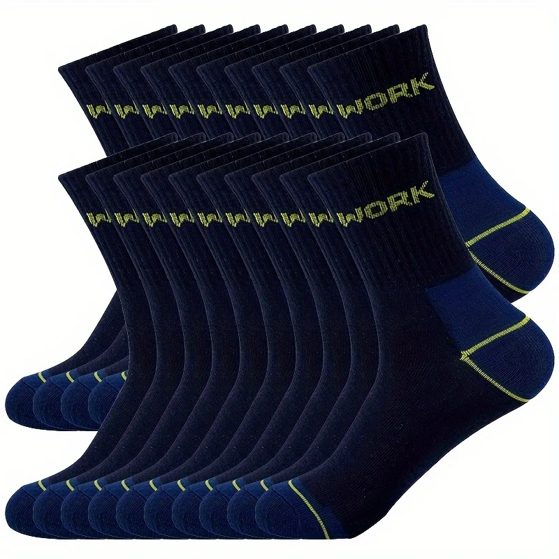 

20 пар мужских рабочих носков в упаковке, сверхпрочные мягкие носки, влагоотводящие и прочные носки для строительства