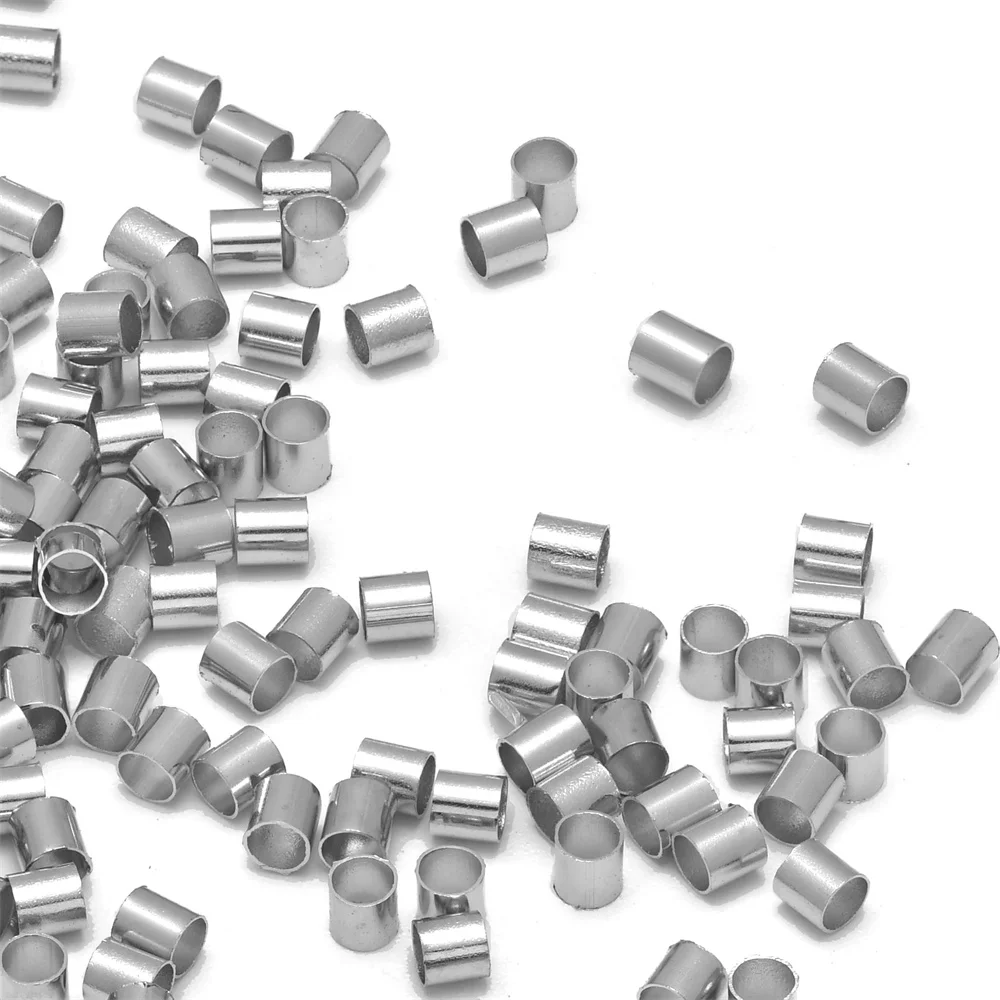 500Pcs Brass Tube Crimp End Beads ColumnCord Cover Tips End Platinum for DIY Craft Jewelry Making