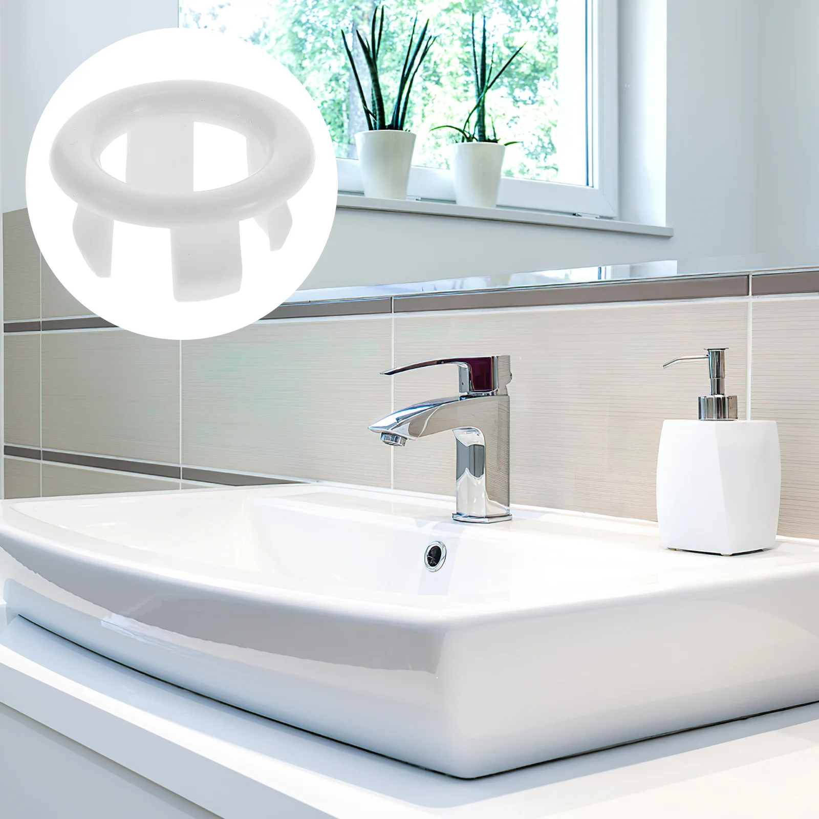 

50Pcs Sink Overflow Rings Easy Install Bathroom Kitchen Basin Covers Smooth Polished Reliable No Assembly Required