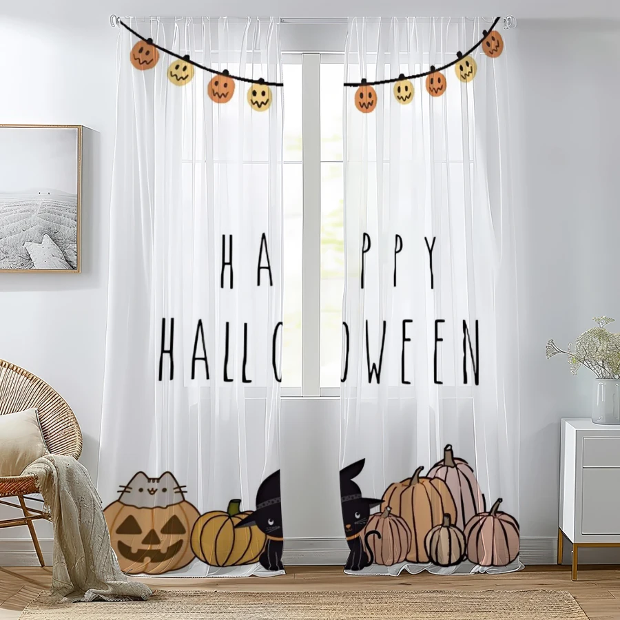 2PCS Digital Print Sheer Curta - огляд і ціна Home Decor Garland