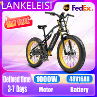 E-bike 1000W Brushless Motor 48V 16AH Lithium Battery Mountain Electric Bicycle 26*4.0 Inch Fat Tire Adult Snow Electric Bike