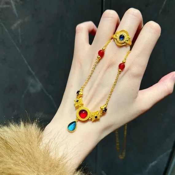 

Luxurious 24K real gold palace retro necklace au9999 gold collarbone chain sweater chain high-end necklace