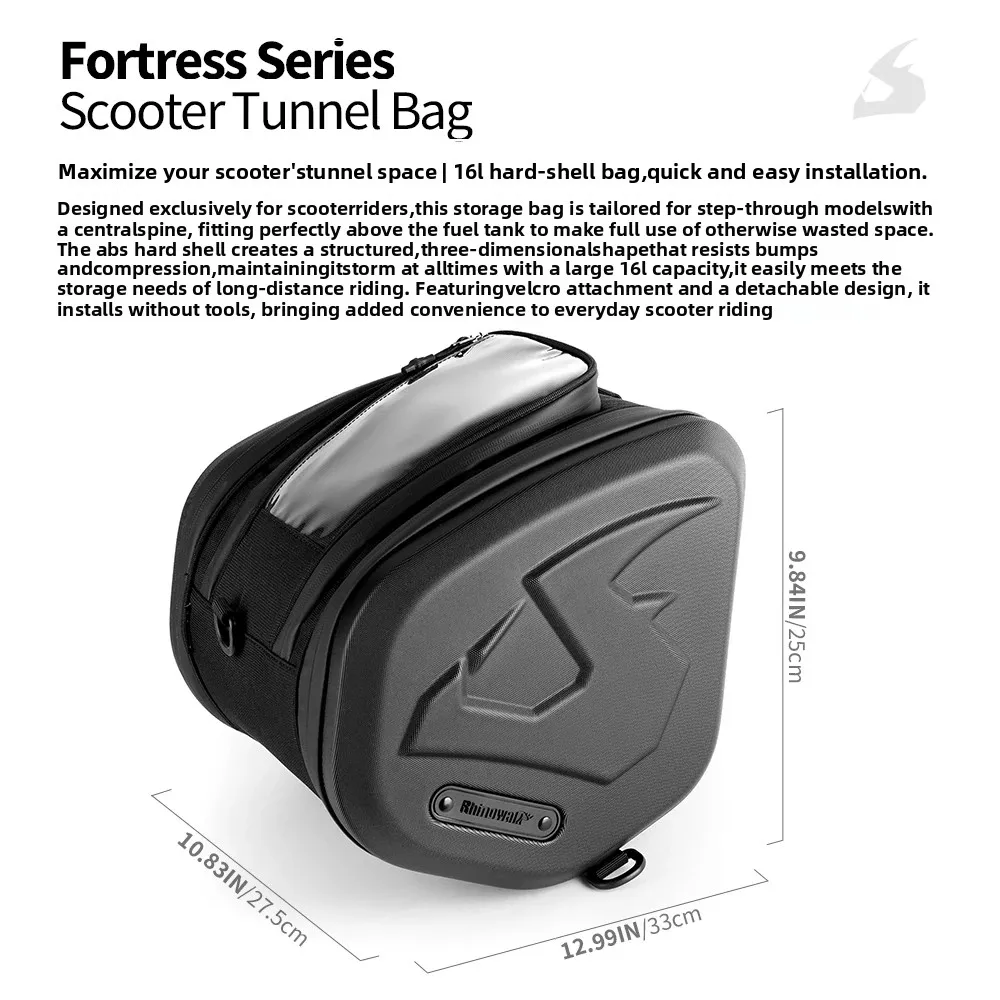 Rhinowalk Motorcycle Hard Shell Bag 16L Motorcycle Scooter Tunnel Bag With Rain Cover Shoulder Bag Suitable For Honda BMW YAMAHA