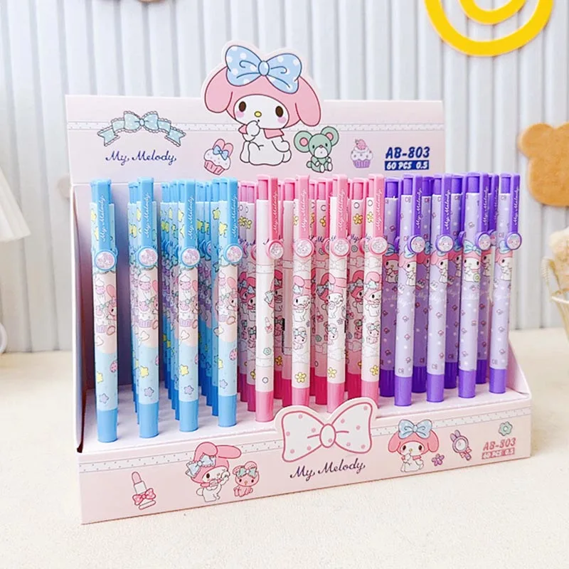 

60pcs/lot Creative Sanrio Press Ballpoint Pen Cute Melody Ball Pens School Office Writing Supplies