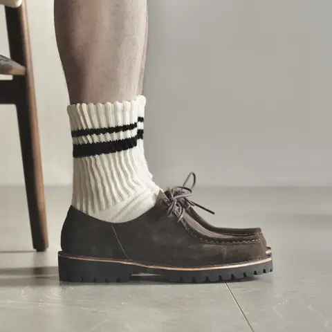 सिले हुए चमड़े के माइकल डर्बी जूते, क्लासिक भारतीय शैली वाले वॉलाबी जूते, विंटेज डेज़र्ट बूट्स, गुडइयर वेल्टेड फुटवियर 12 best sales भारतीय जूते - №8