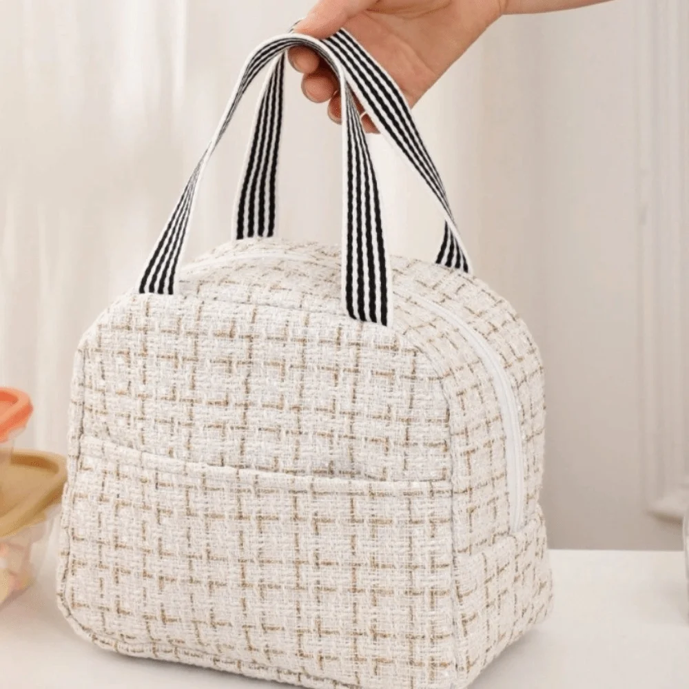 2PCS/SET Large Capacity Lunch Bag Small Fresh Style Fashion Cooling Picnic Bag Elegant Polyester Thermal Insulation Bag