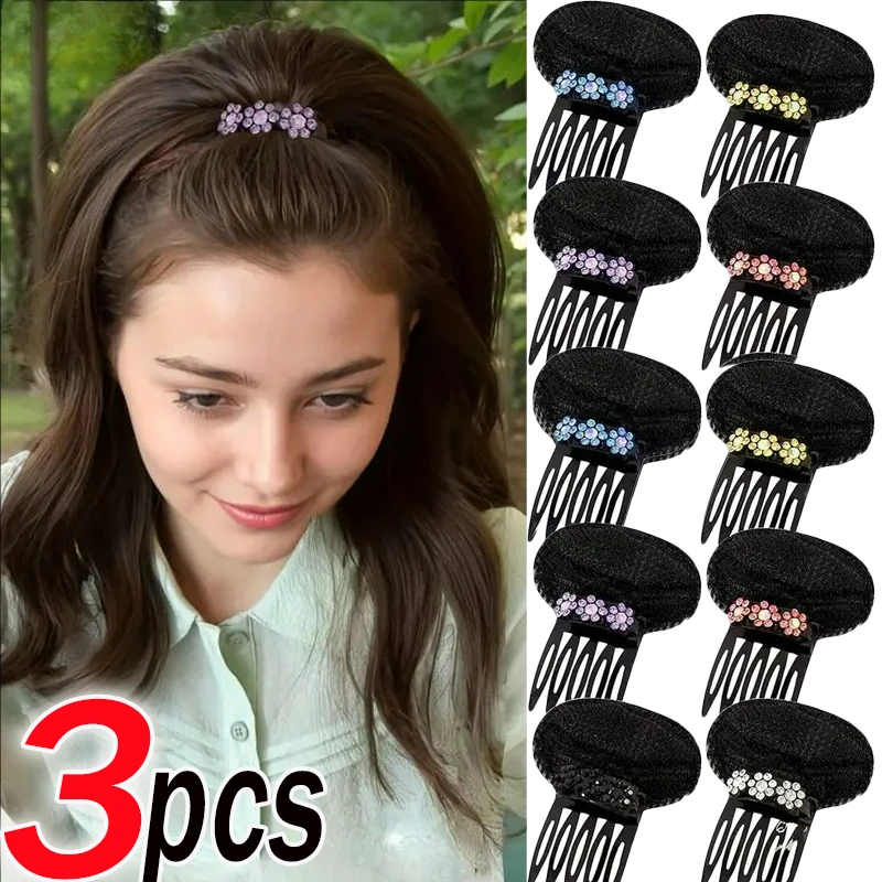 3pcs Fluffy Hair Pad Hair Styling Tools Invisible Height Increase Fixed Hair Clip High Cranial Top Rounded Head Shape Hairpins