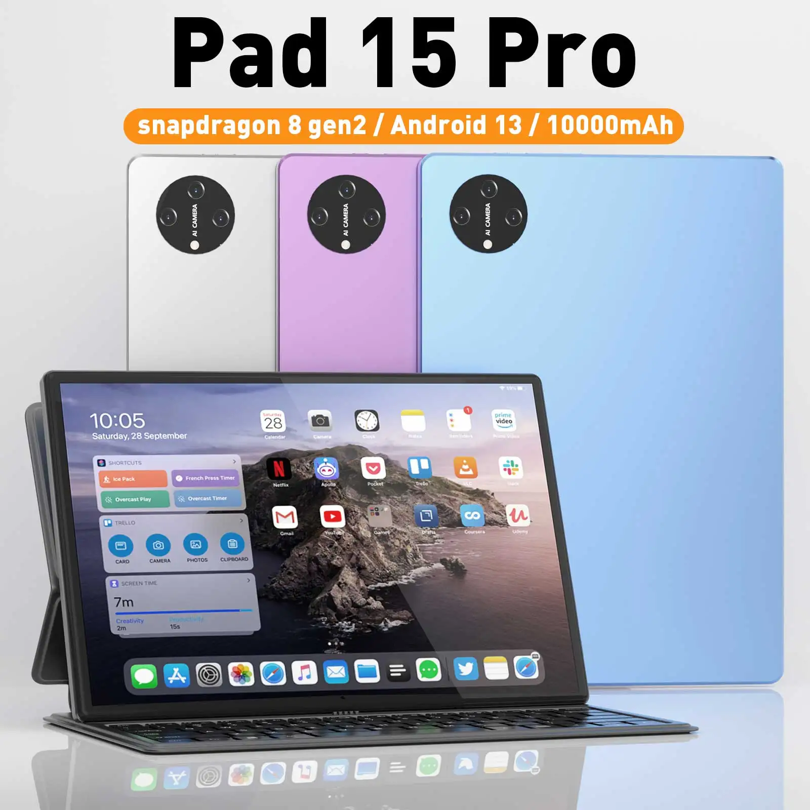 Original Pad 15 Pro Tablet 10.1 inch Snapdragon 8gen2 16GB+1024GB 10000mah Android 13 Xioami Global 5G Dual SIM WIFI HD Screen