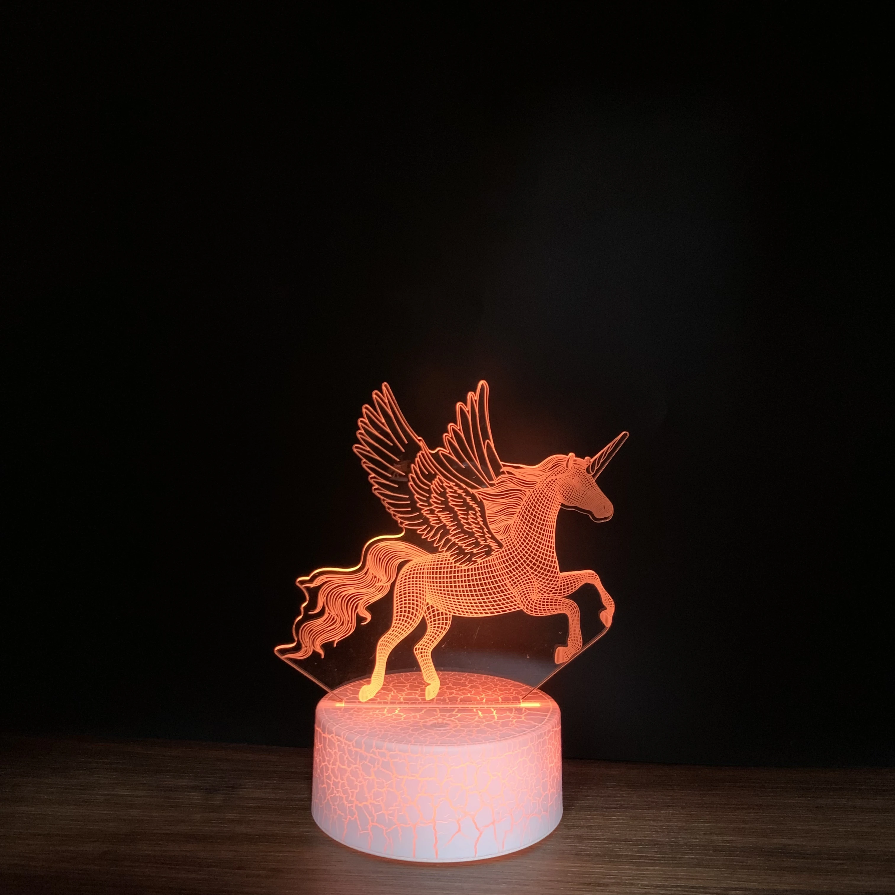 3D LED Nightlight Unicorn Crackle lampada da tavolo per la decorazione domestica di natale regalo carino per i bambini