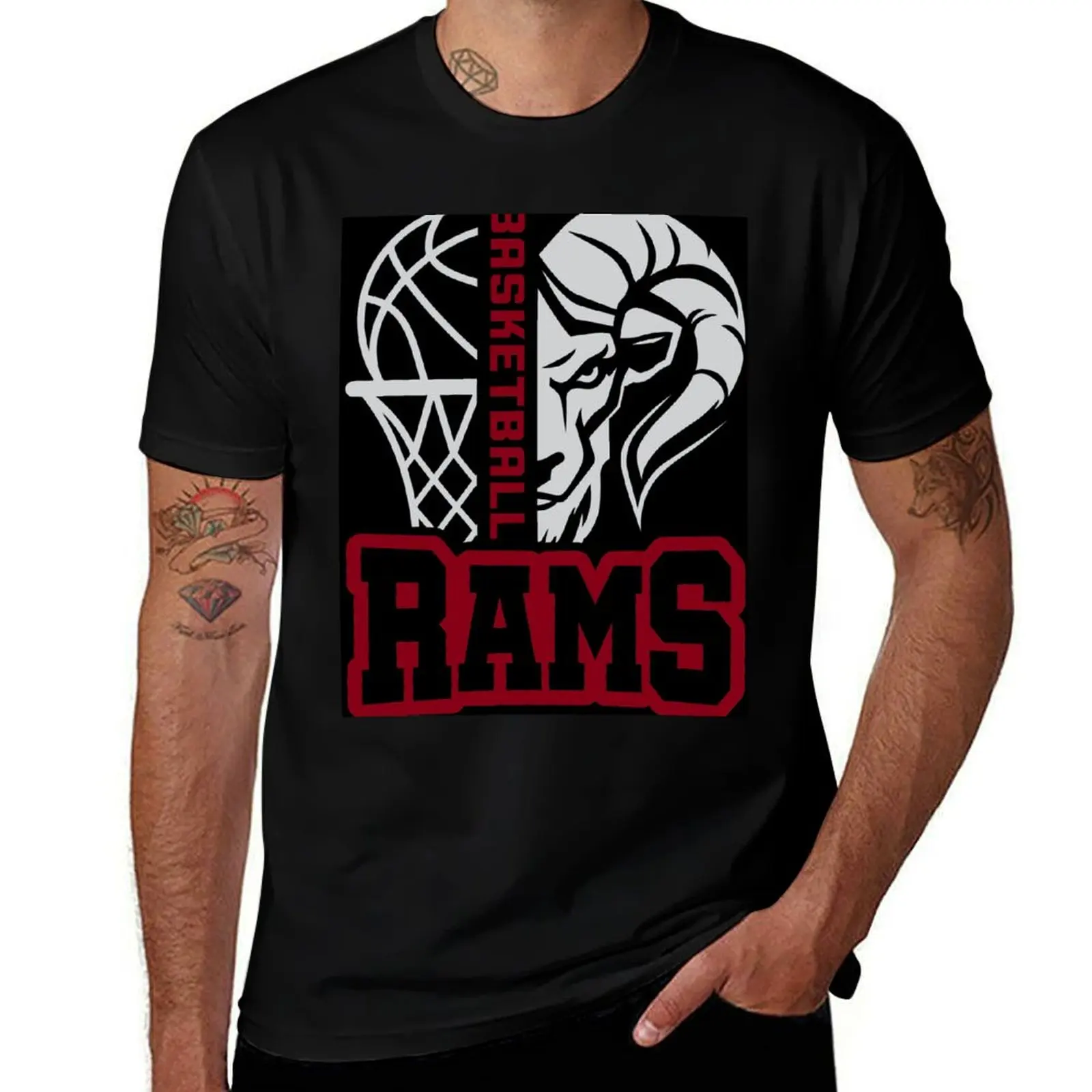 

Rams Basketball All Black T-Shirt Plus Size Comfort Fit Tee