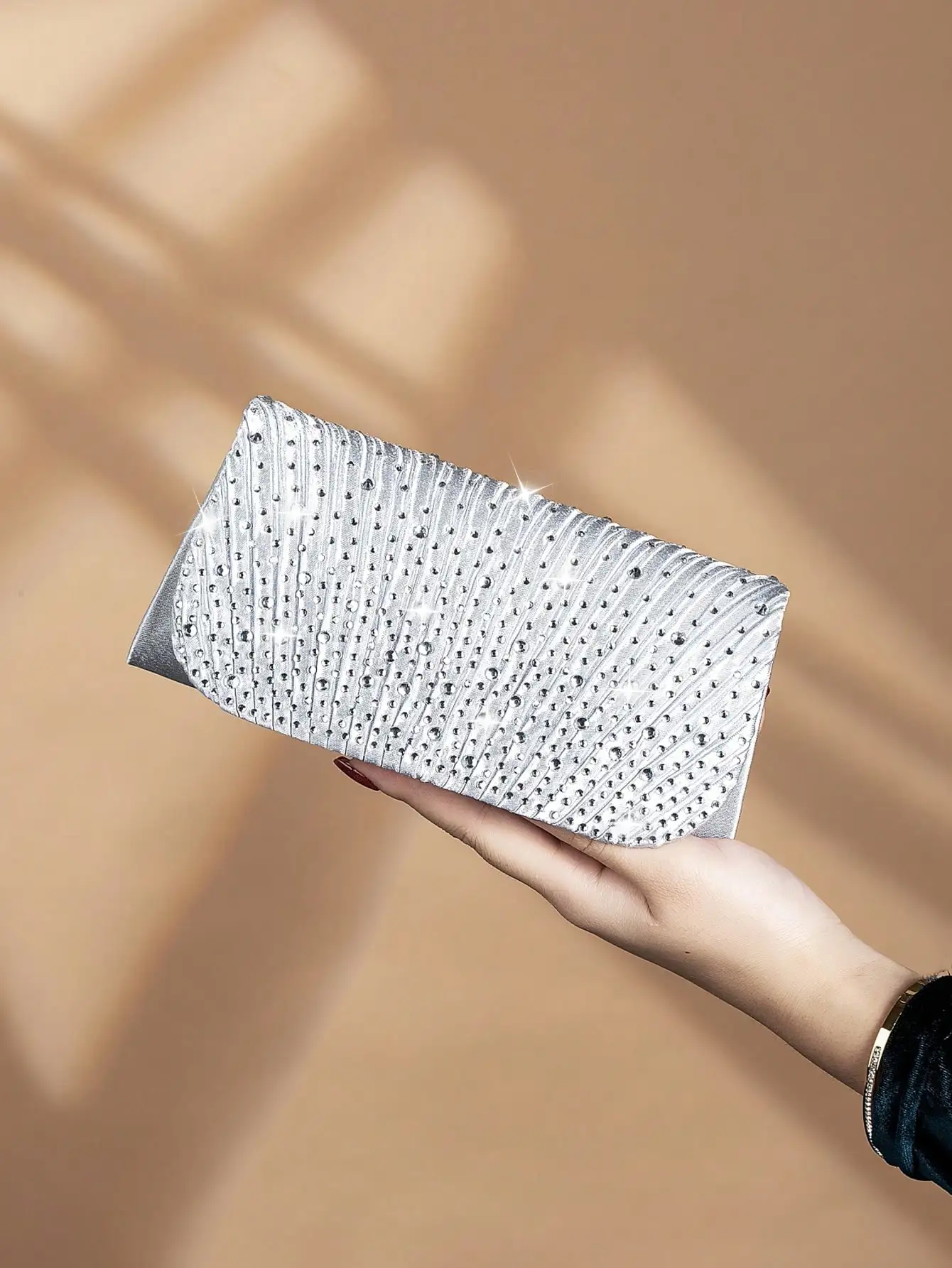 Gorgeous and shiny rhinestone chain bag, elegant and stylish party bag for women's birthday party, charming evening shoulder bag