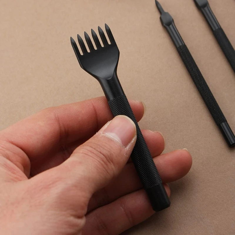Leather Hole Heavy Duty Carbon Steel Tools for DIY Leathercraft and Bag Making 4 6 Tooth Drosphip