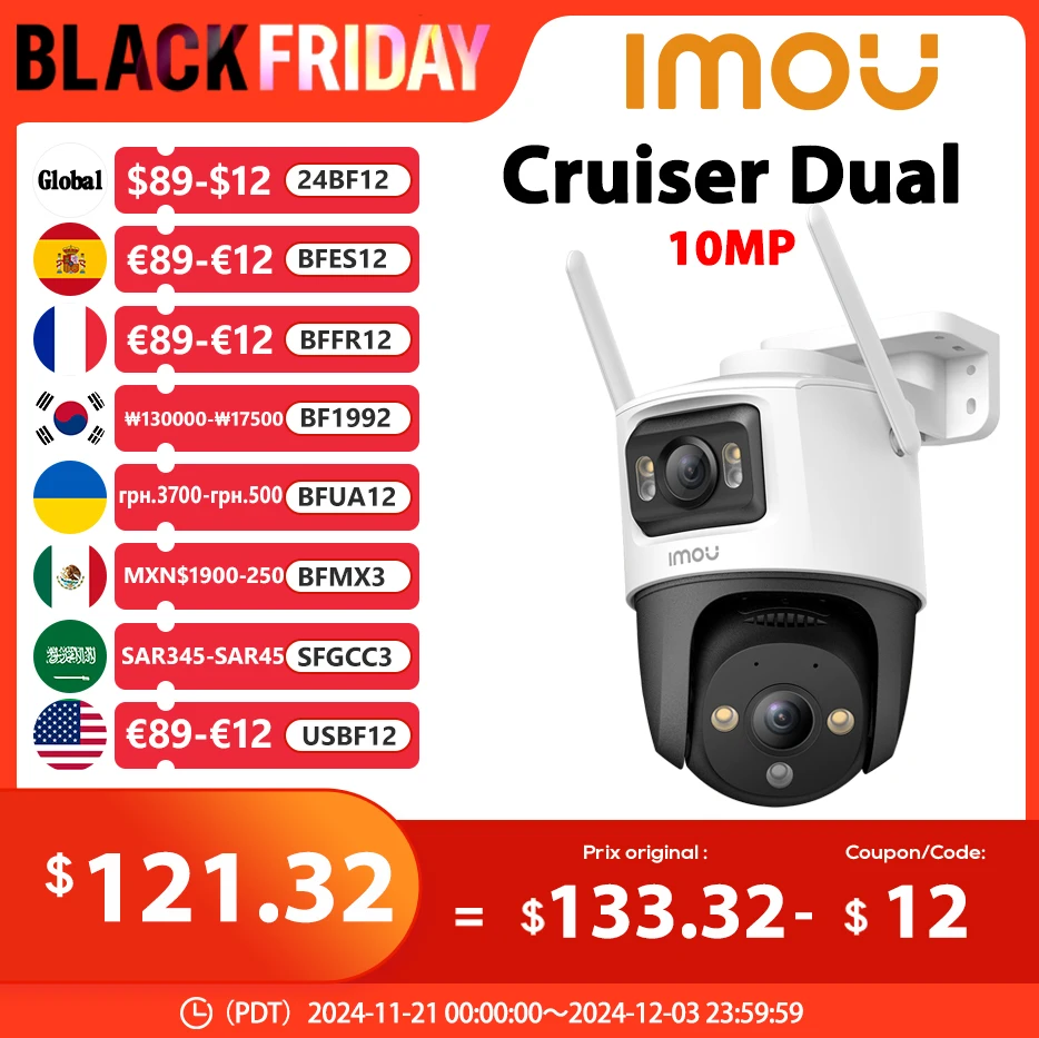 IMOU Cruiser Dual 10MP Dual Lens Outdoor PT Camera Home Security IP Camera AI Human & Vehicle Detection Surveillance Camera