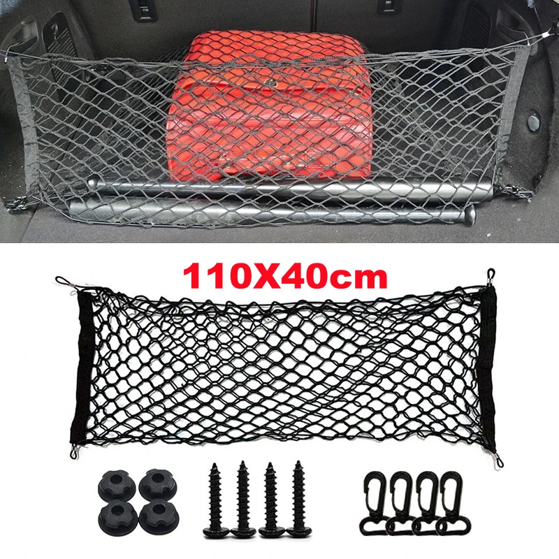 Elastic Nylon Mesh para carro Bota Trunk, Organizador de armazenamento, Bagagem Net, Mesh Holder, traseira Voltar Carga Acessórios, 4 Tamanhos