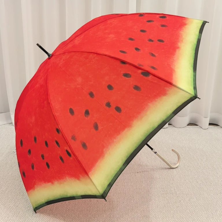 

Креативный зонт с фруктами и арбузом, длинная ручка, открытый вручную лотос, ветрозащитная рамка для взрослых и студентов, фотофонный зонт от дождя