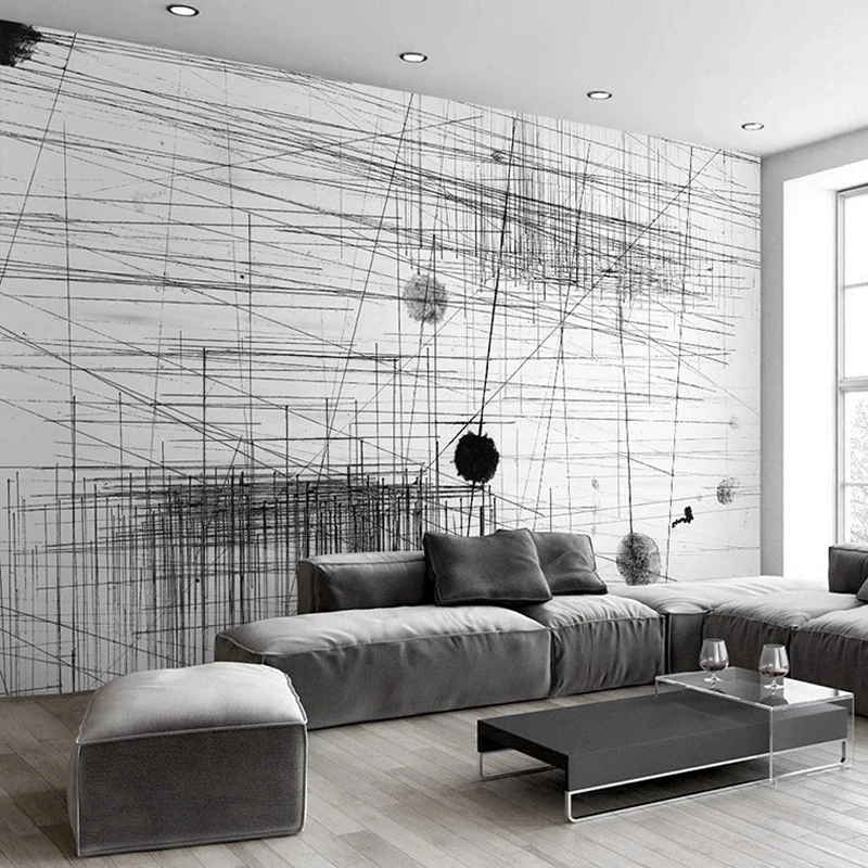 Custom Photo Wallpaper Modern Fashion Abstract Black White Lines Dots Art Mural Living room TV background bedroom restaurant 8d
