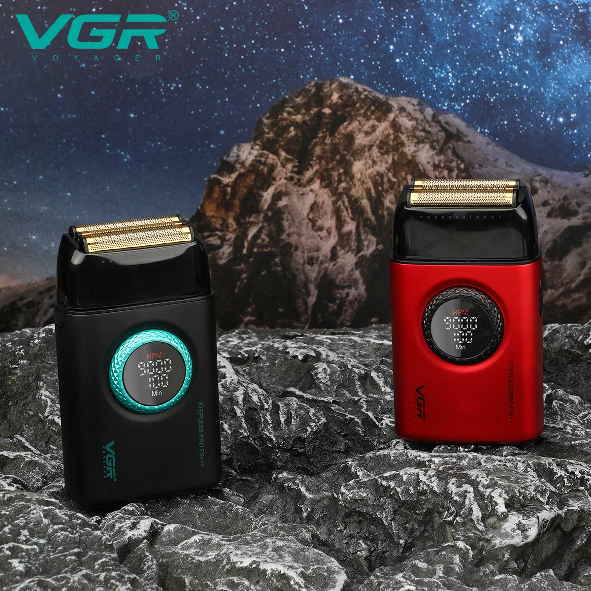 VGR الراقية الرجال ماكينة حلاقة سبيكة الترددية ثلاثة شفرات ماكينة حلاقة LED شاشة ديجيتال ذكية 9000 سرعة الشعر المتقلب V-378