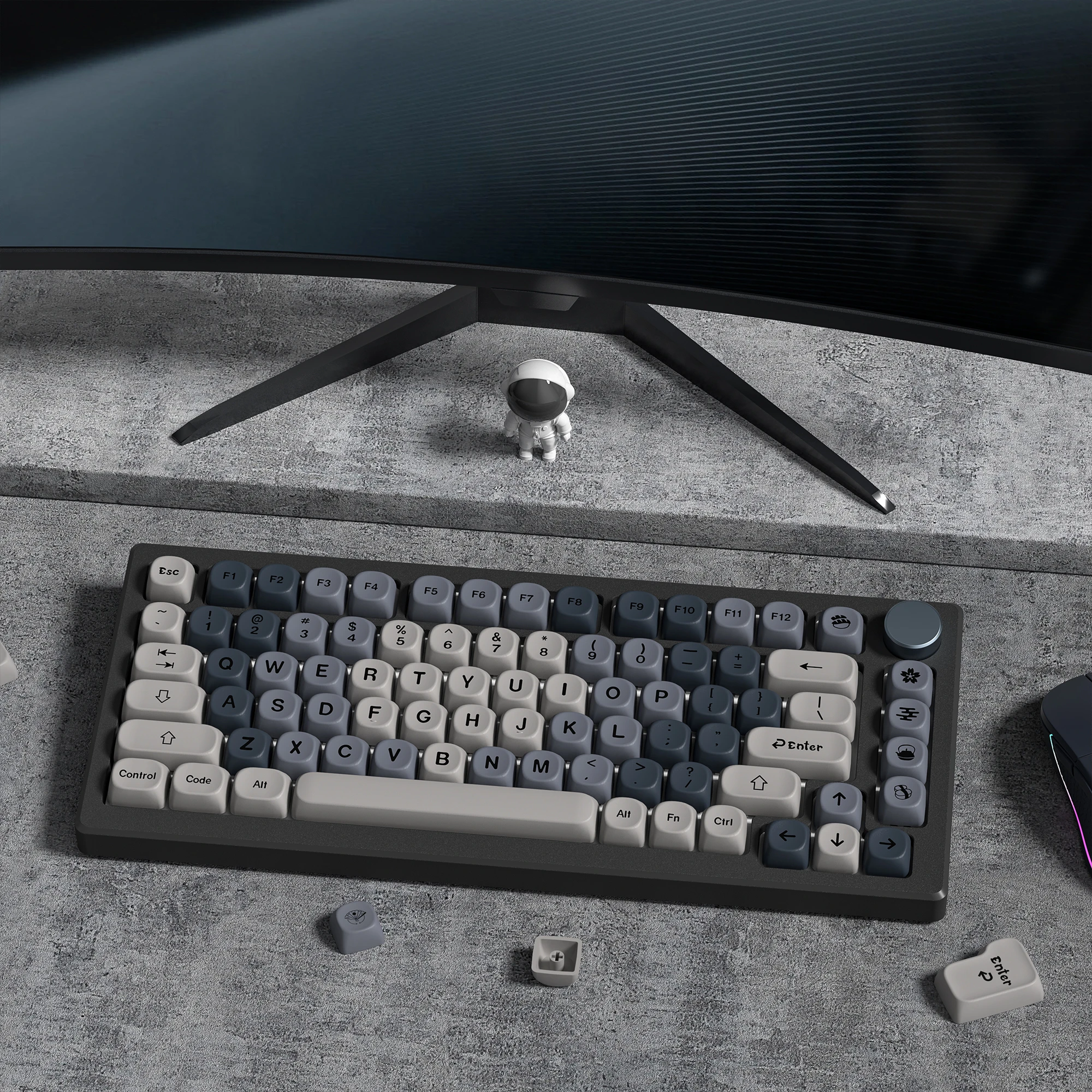 

Gradient Grey Dye-Sublimation Keycaps Custom MOA Profile PBT Keycaps 134 Keys Keyboard Keycaps for MX Switches Gaming Keyboard