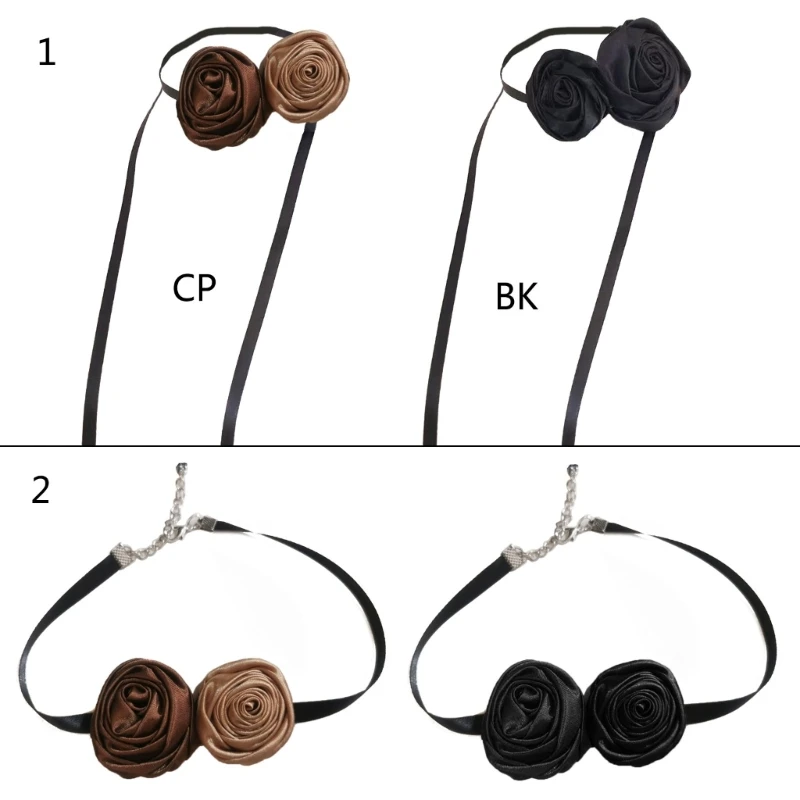 Flower Choker Necklaces Handmade Rose Floral Necklaces Fashion Womens Girls