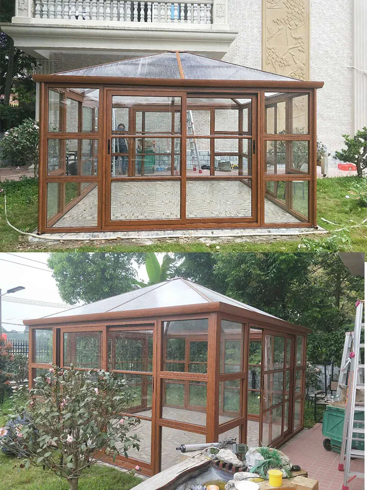 Outdoor glass house, villa, courtyard, sunshine room, aluminum alloy simple wooden house, mobile leisure assembly pavilion