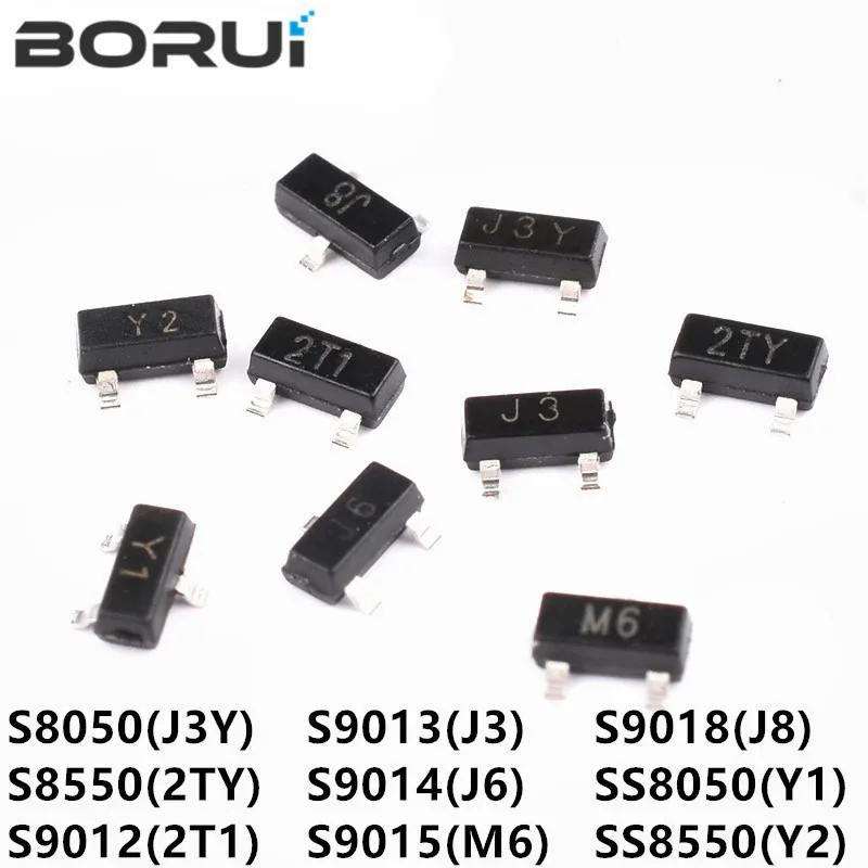 50 pz S8050 S8550 SS8050 SS8550 S9012 S9013 S9014 S9015 S9018 J3Y STY Y1 Y2 2T1 J3 J6 M6 J8 Transistor SMD SOT23