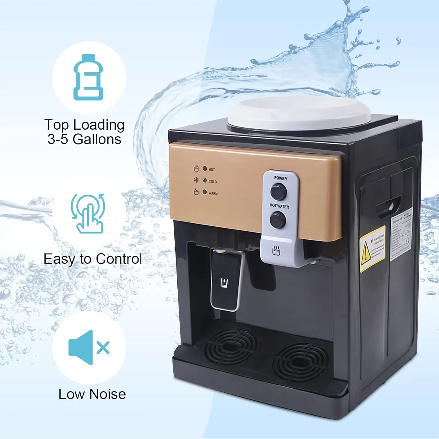 5 Gallons Top Loading Water Cooler Dispenser Desktop Electric Hot and Cold Dispenser, 3 Temperature Settings Boiling Wate 550w